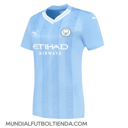Camiseta Manchester City Primera Equipación Replica 2023-24 para mujer mangas cortas